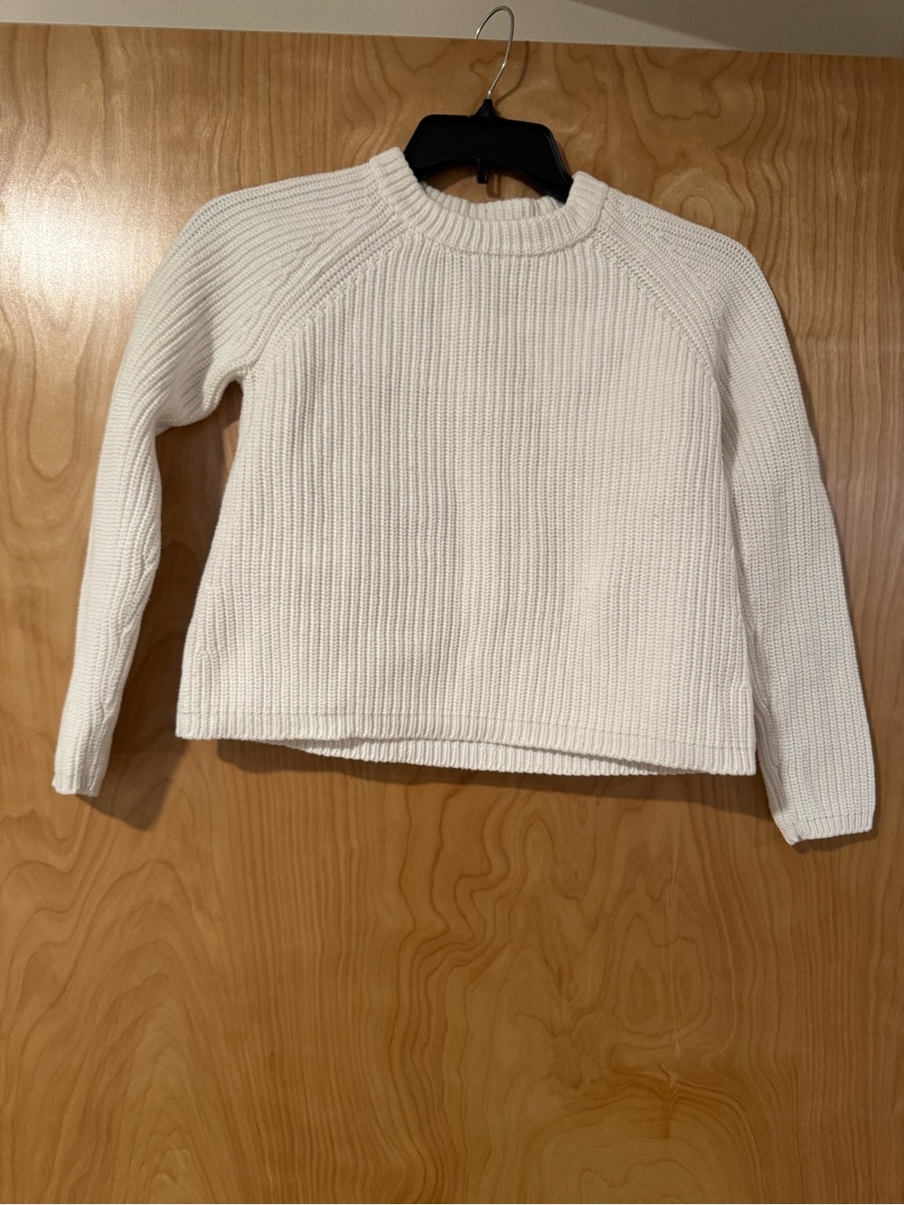 Quince 100% Organic Cotton Fisherman Knit Winter Sweater White S Quiet Luxury